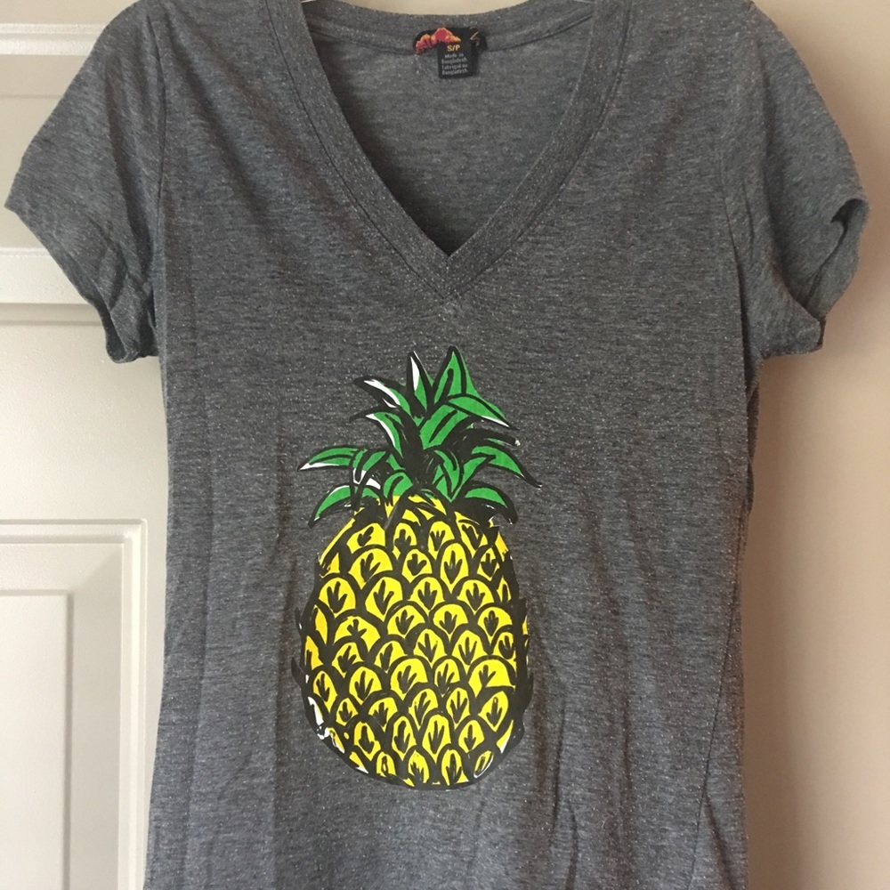 Pineapple Graphic Print V-Neck